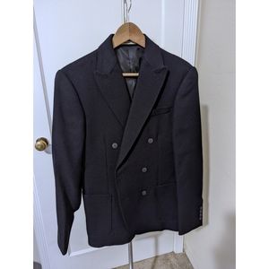 Double Breasted Wool Blazer Sport Coat Suit Jacket Canvas by Lands End NWOT Navy